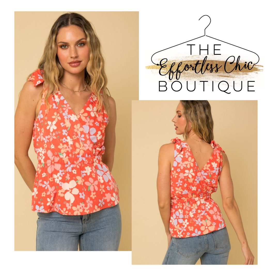 Coral Floral Top