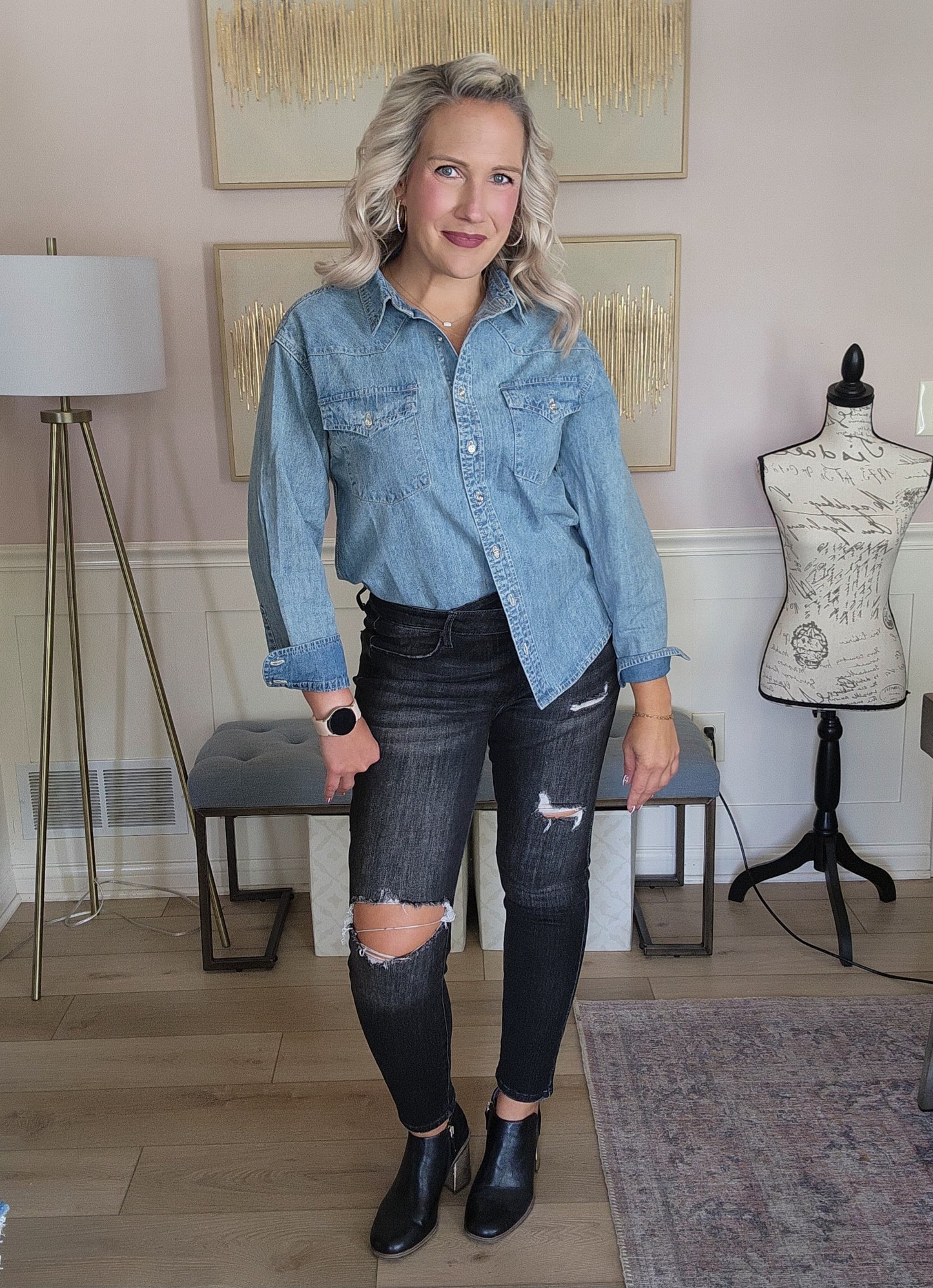 RISEN High Rise Crossover Relaxed Skinny Jeans in Black