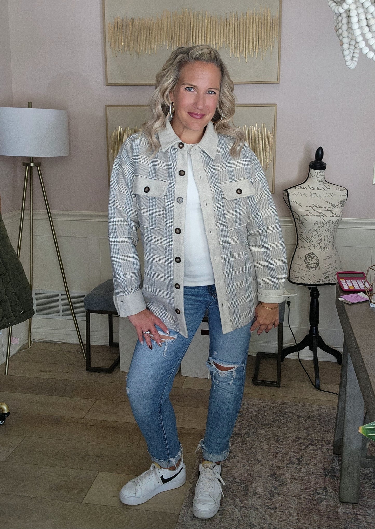 Plaid Houndstooth Shacket