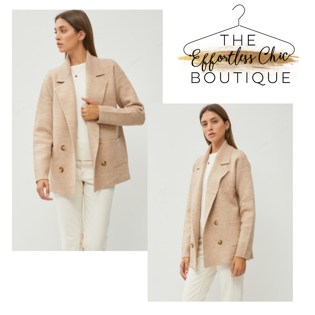 Taupe Collard Cardigan Sweater