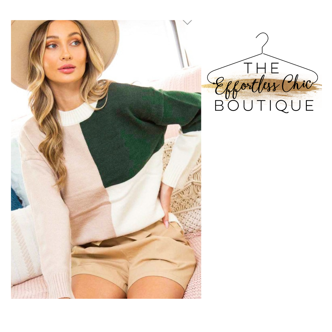 Green Colorblock Sweater
