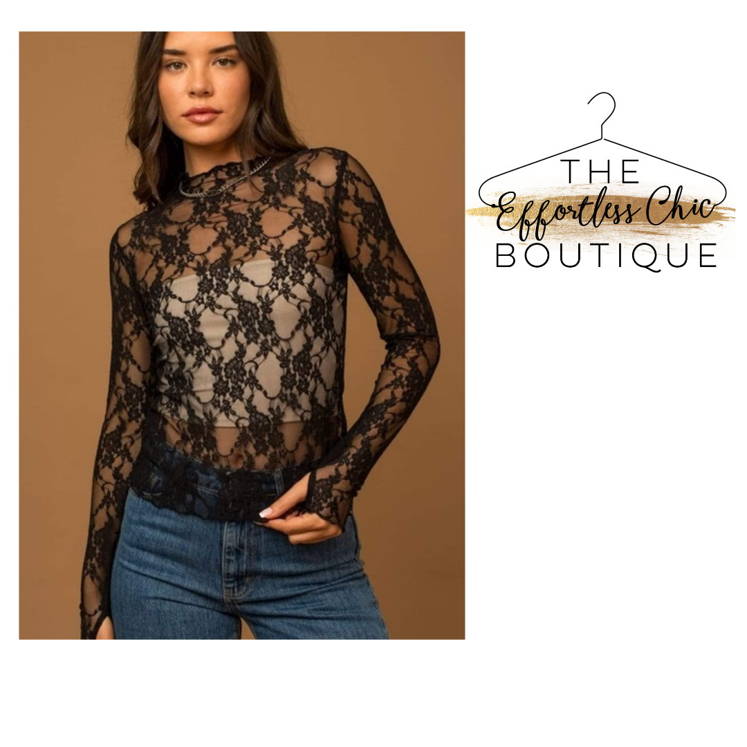 Sheer top lace blouse