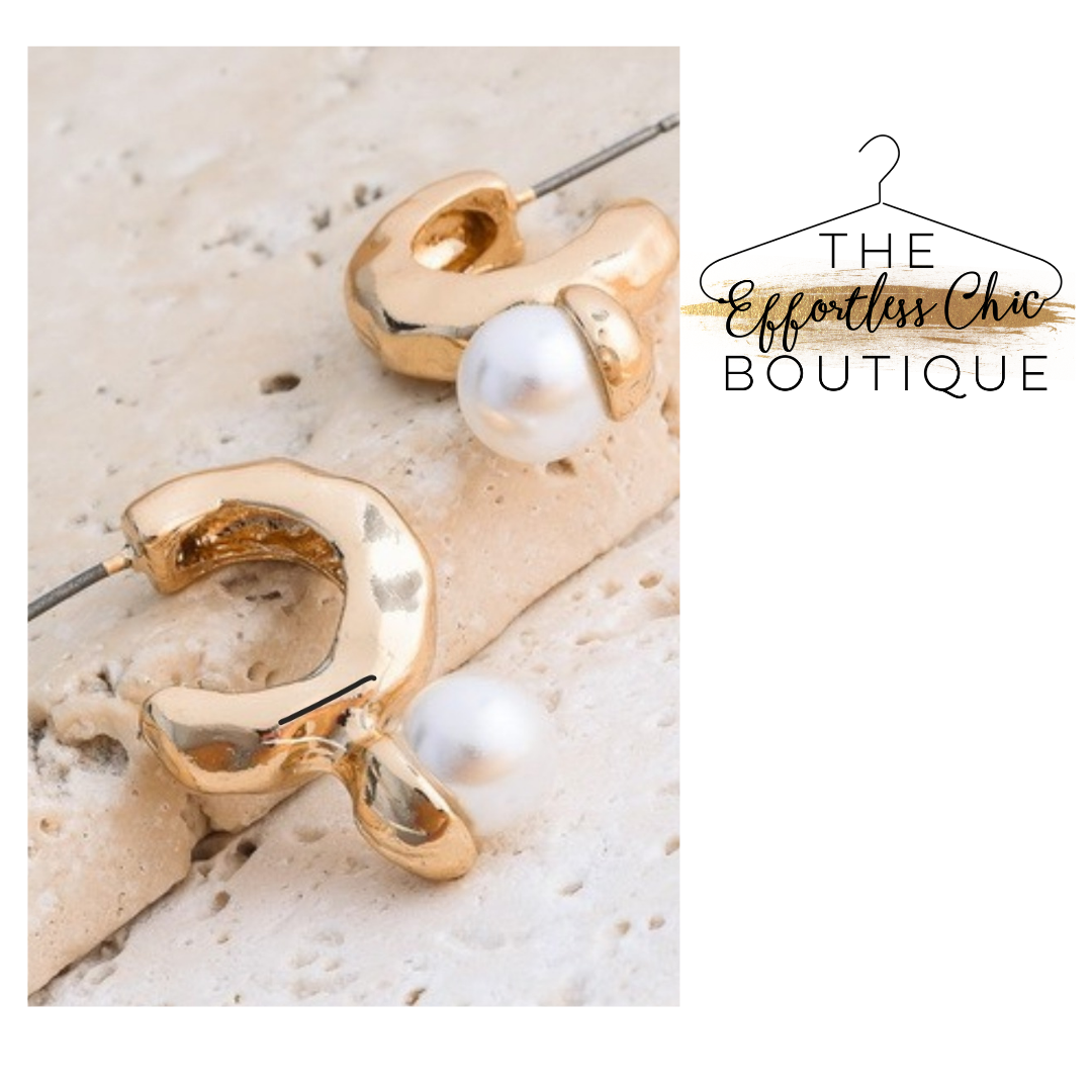 Mini Hammered Hoops w/ Pearl