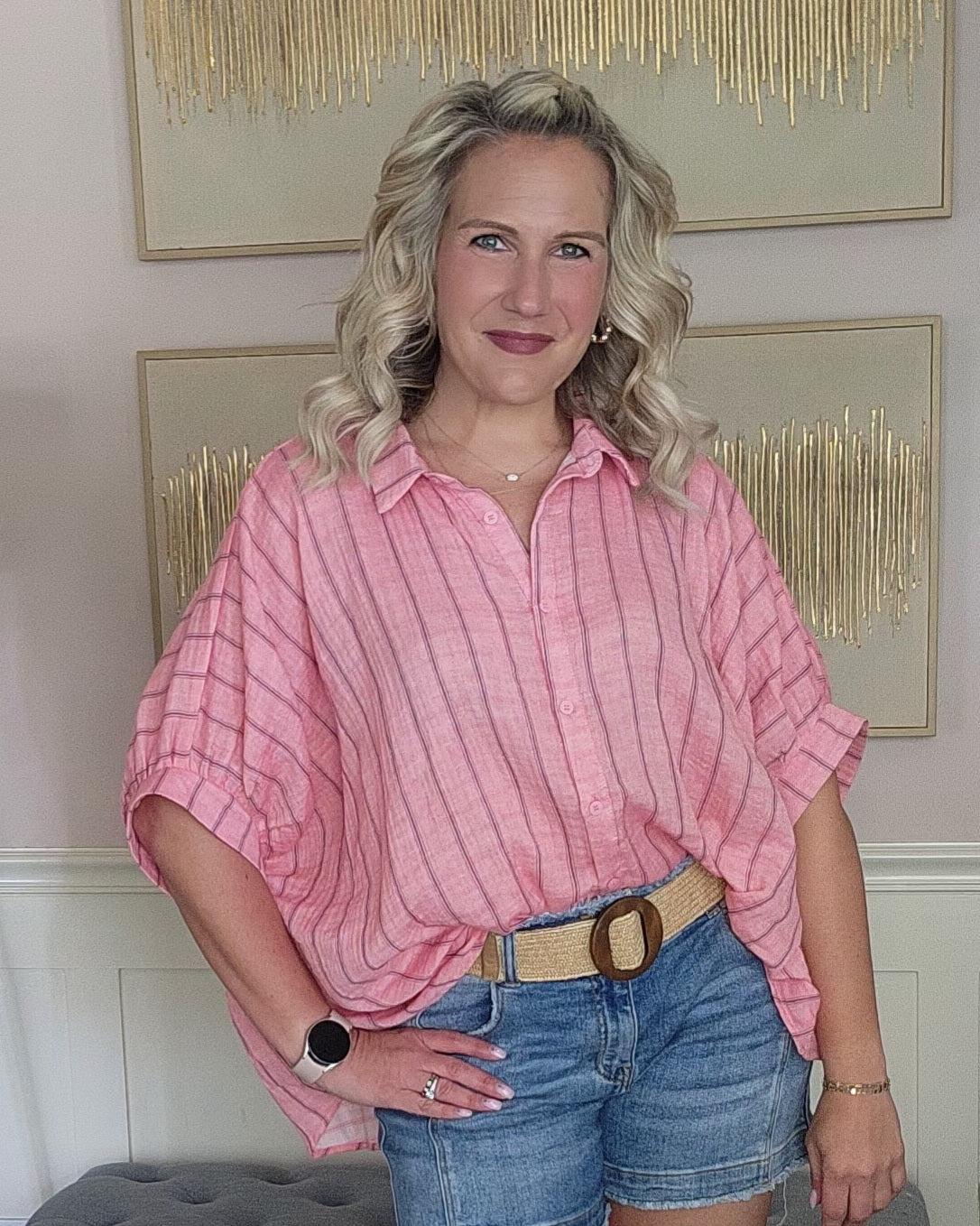 Coral Pink Oversized Drop Shoulder Top