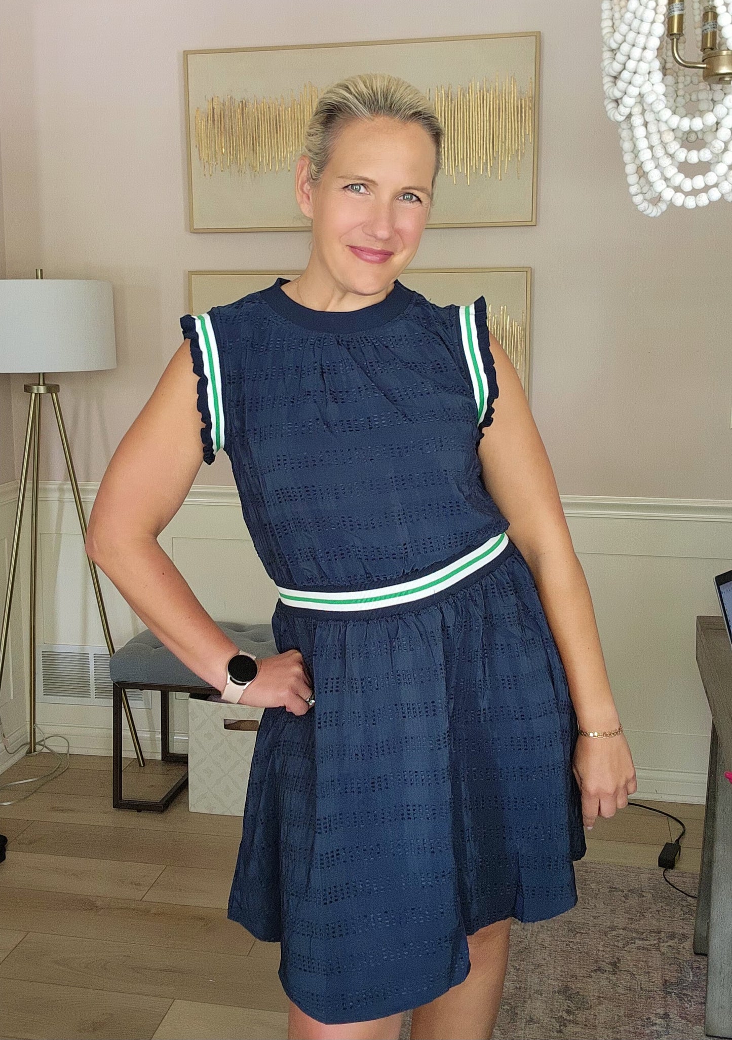 Navy Dress with Banded Details