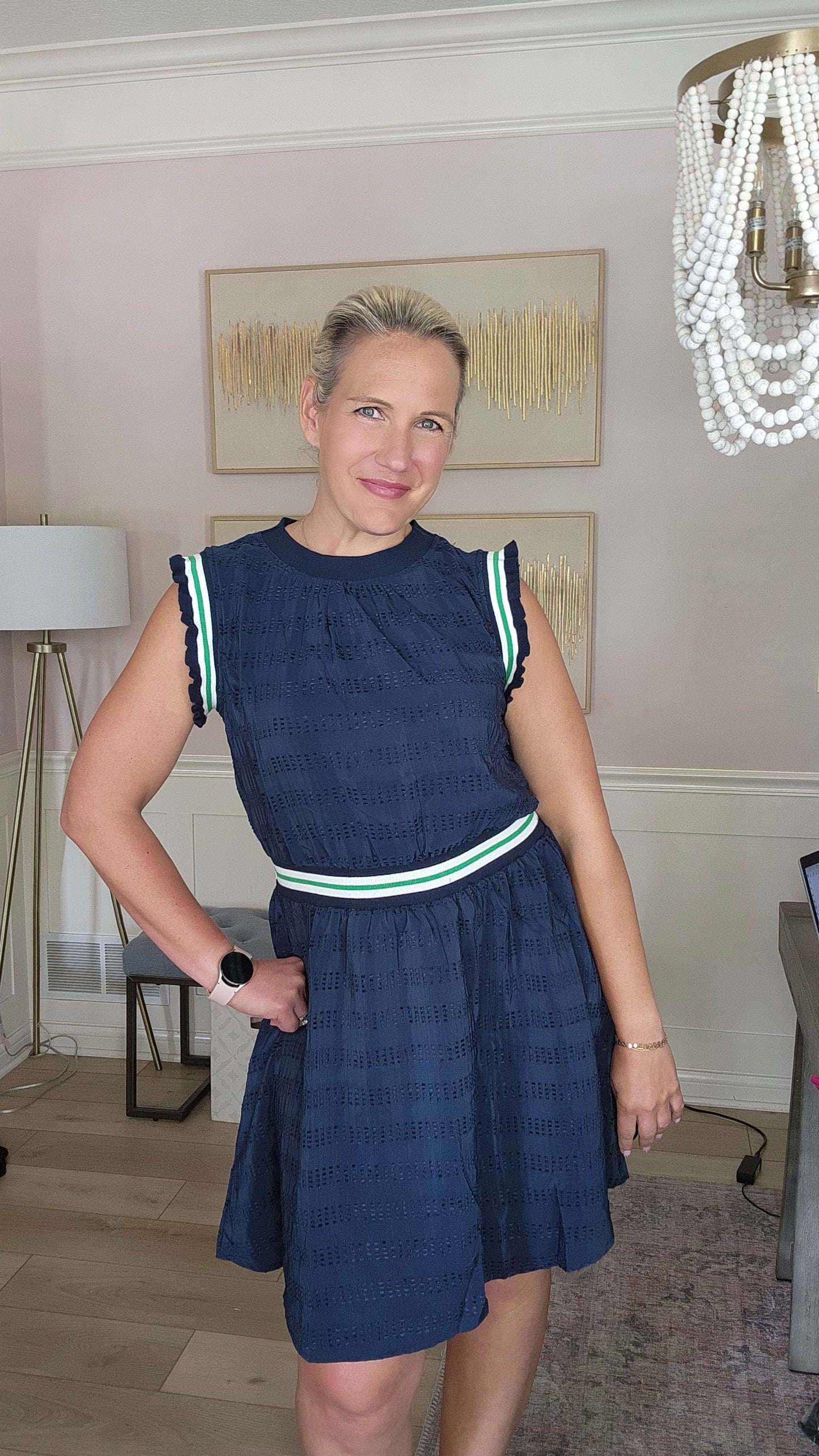 Navy Dress with Banded Details