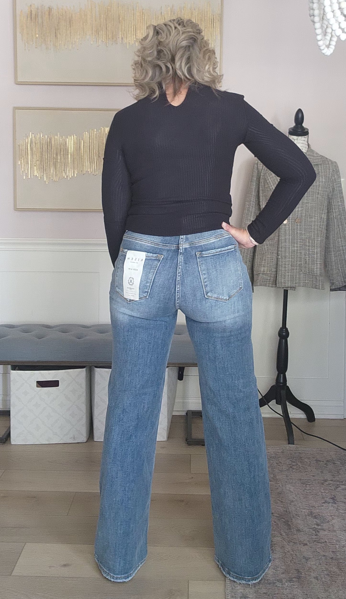 RISEN Wide Leg Medium Wash Jeans