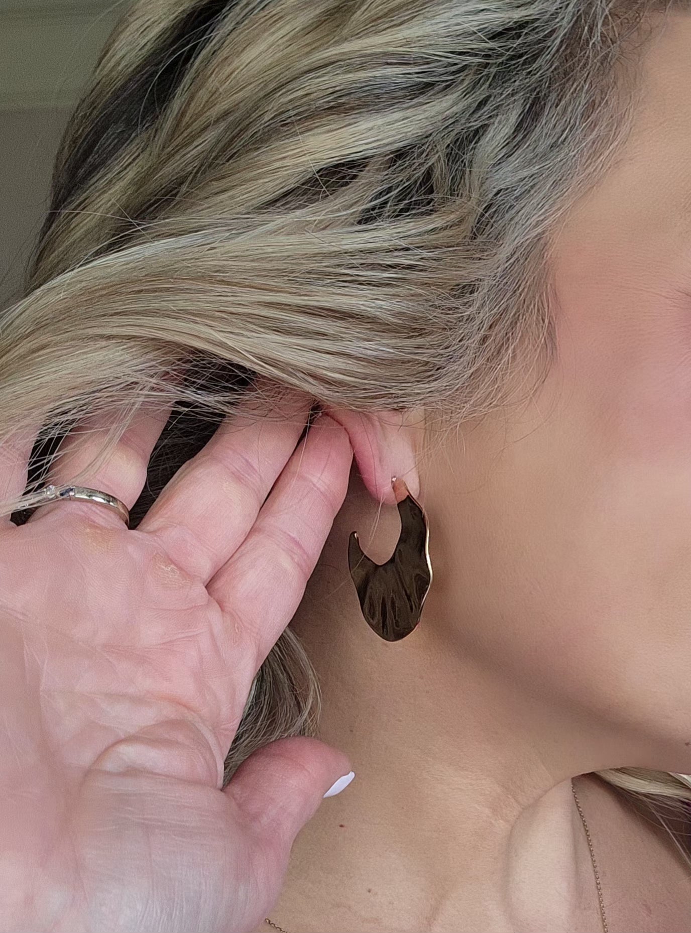 Hammered Wide Hoop Earrings