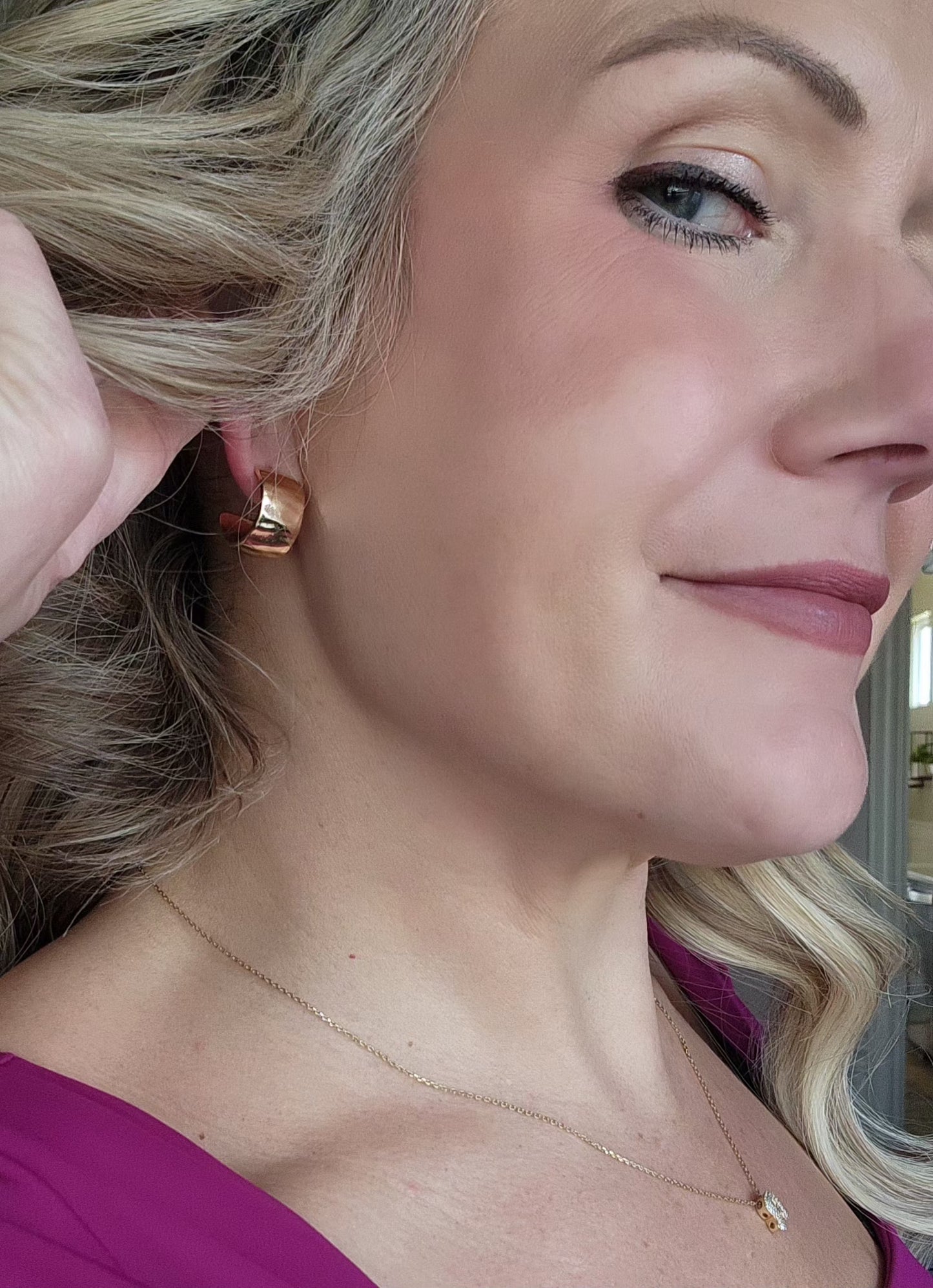 Gold Hammered Huggie Hoop Earrings