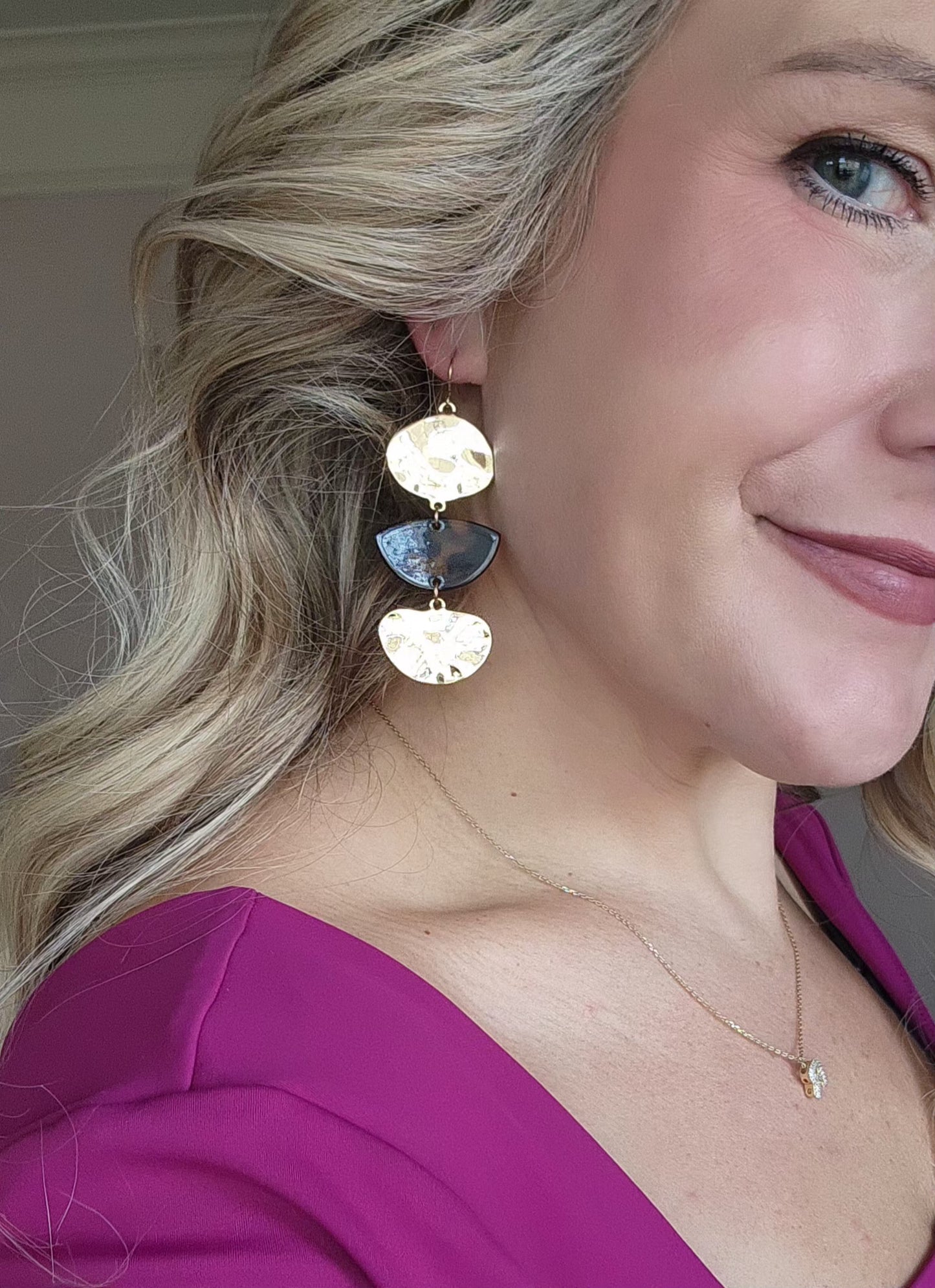 Gold & Tortoise Drop Earrings
