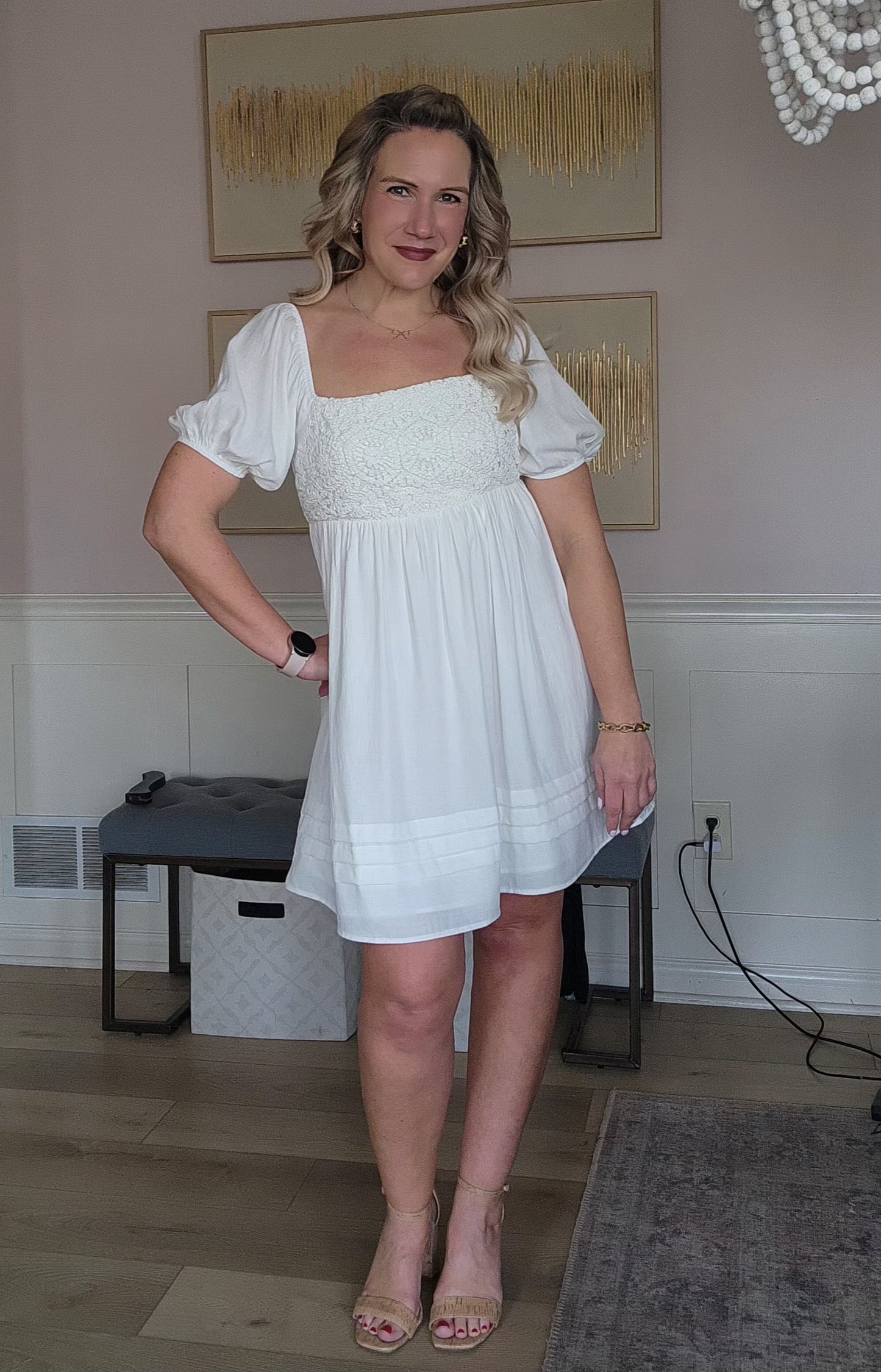 White Puff Sleeve Dress