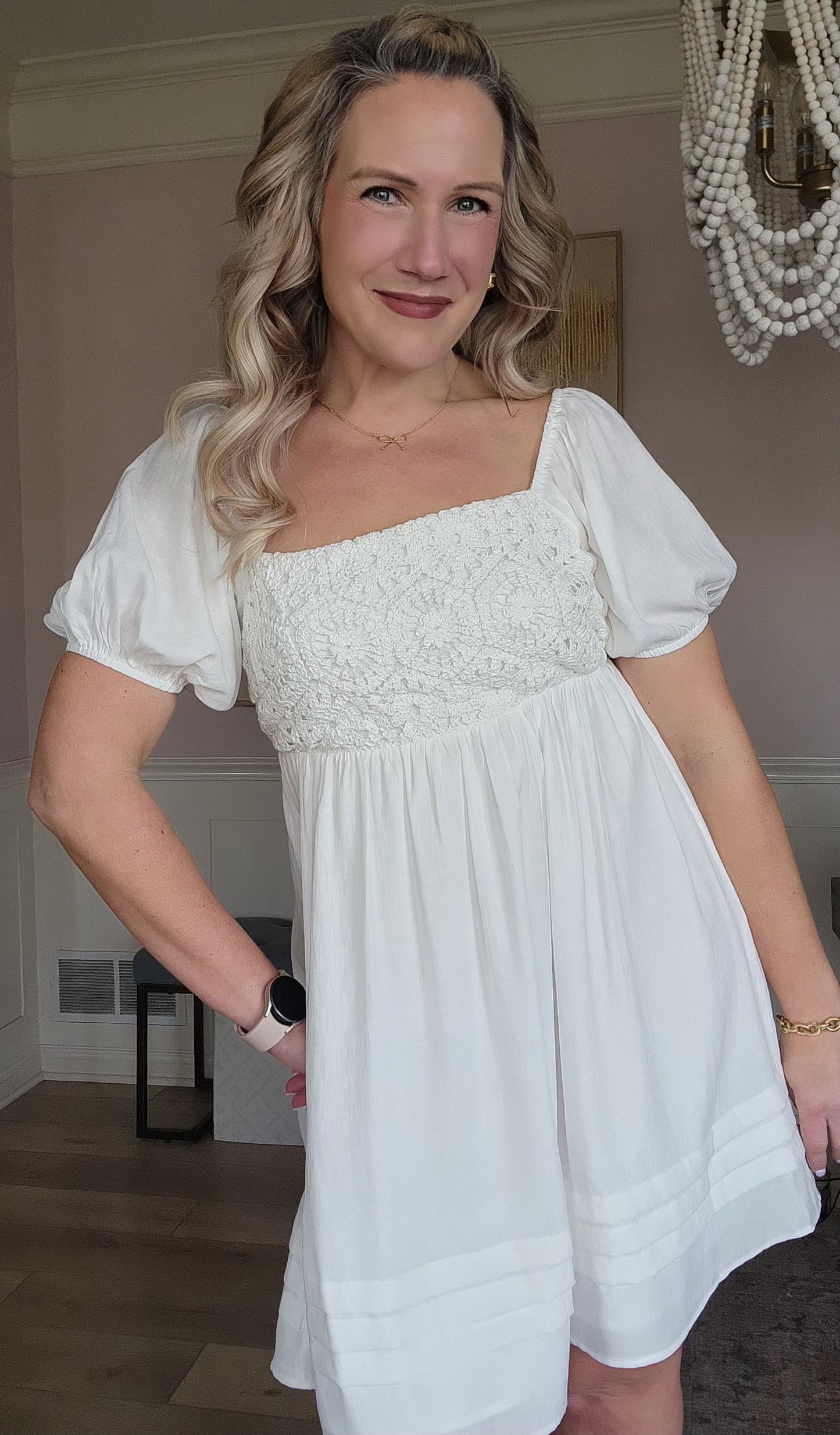 White Puff Sleeve Dress