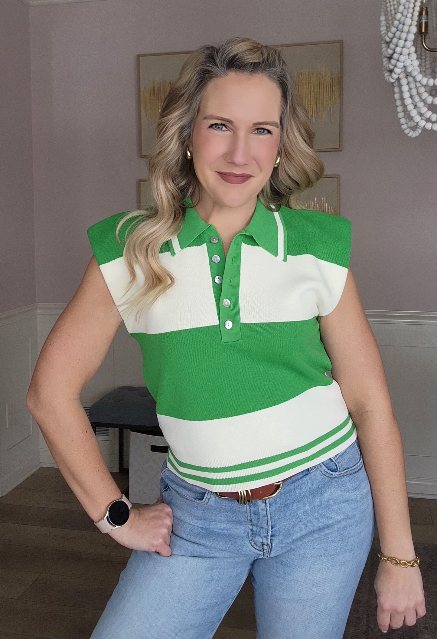 Kelly Green Striped Top