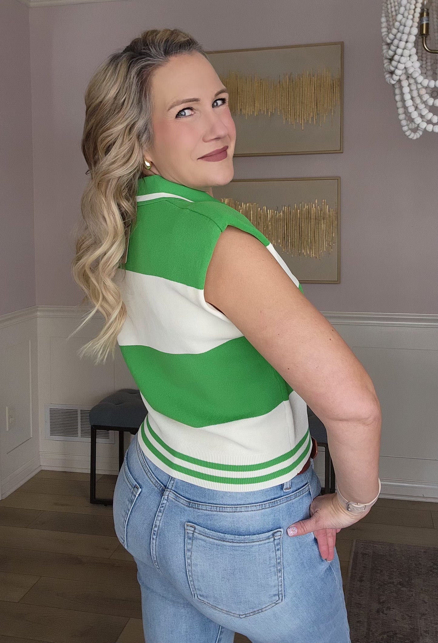 Kelly Green Striped Top