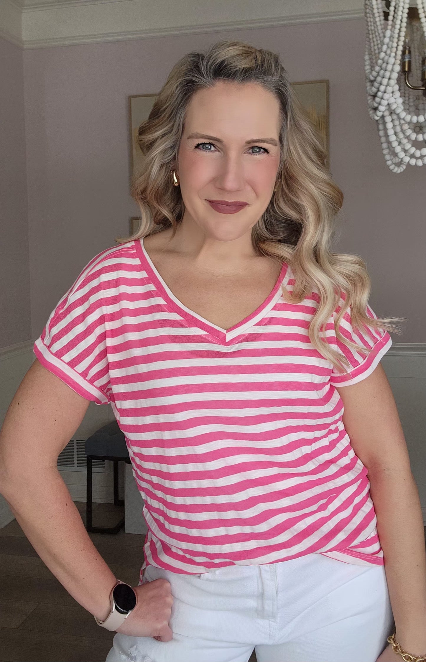 Hot Pink Striped Top