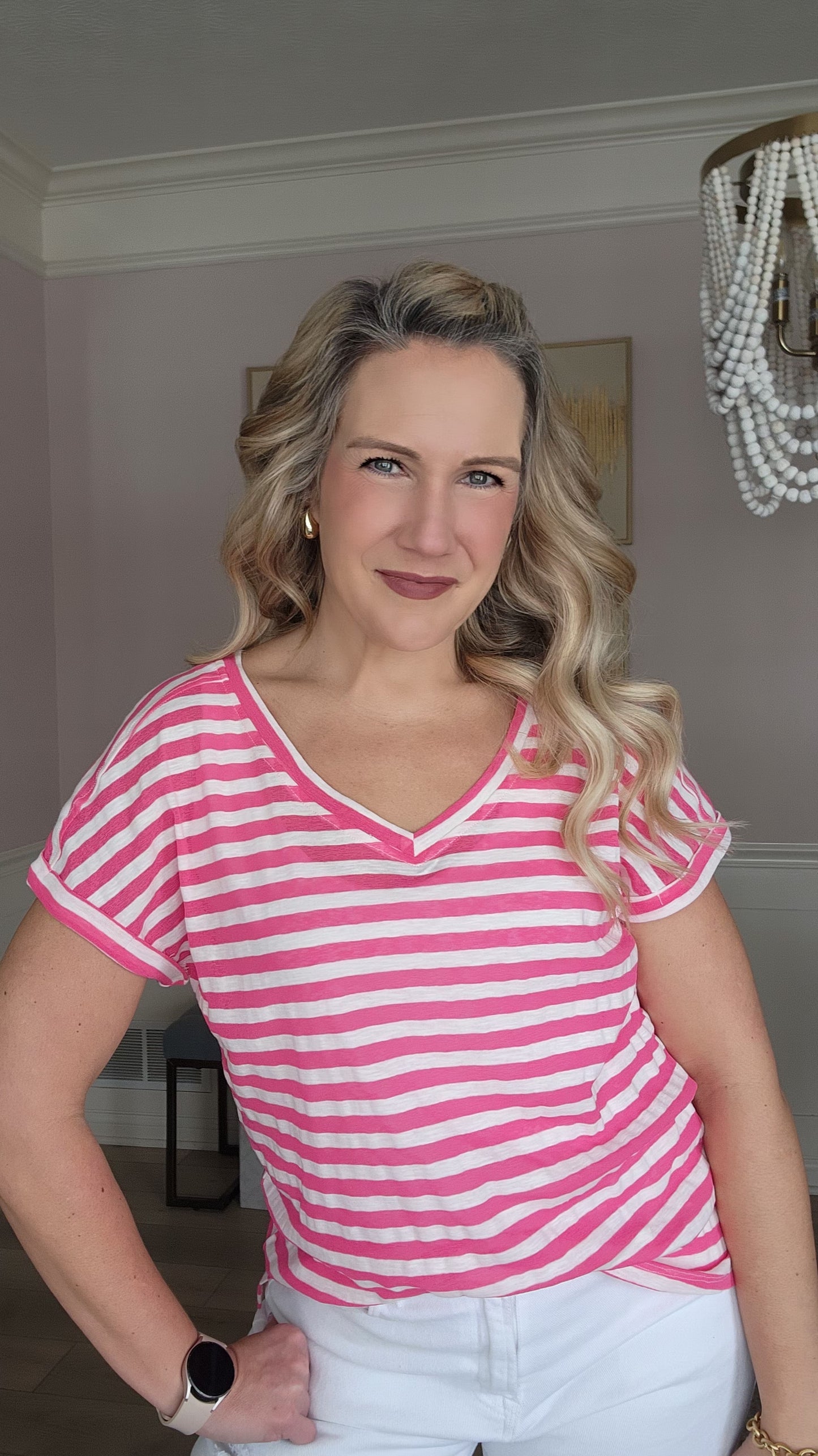 Hot Pink Striped Top