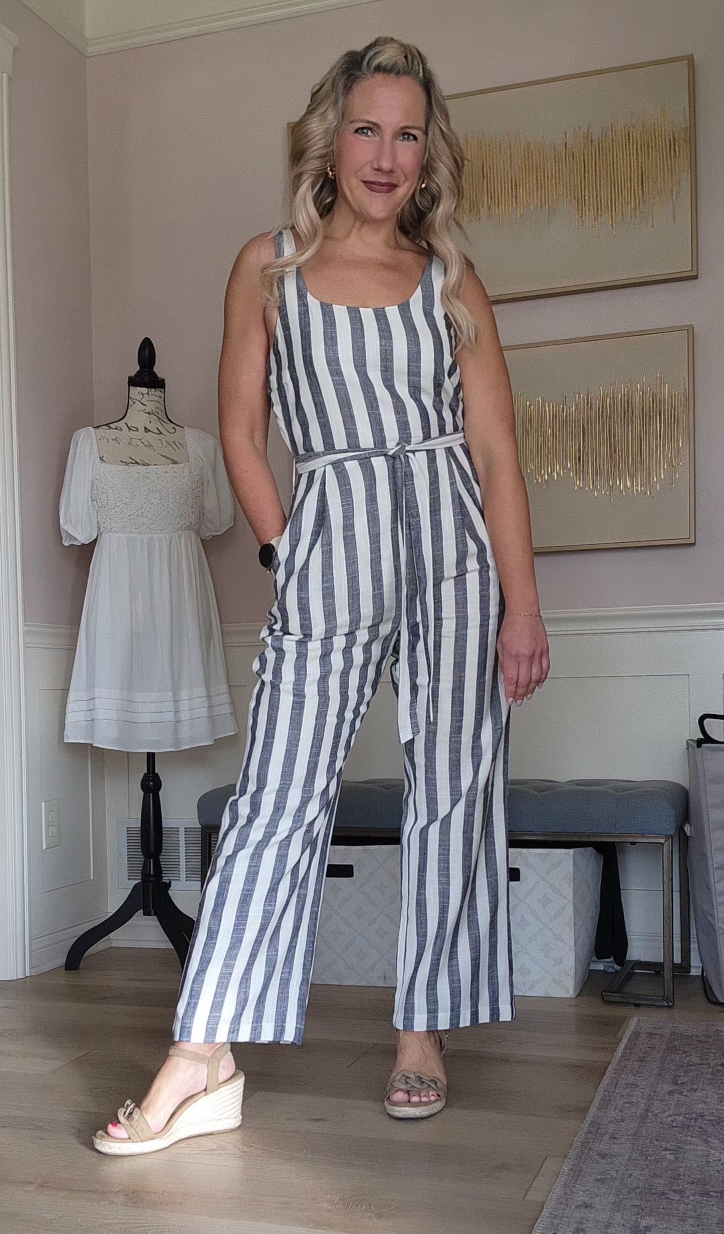 Navy Striped Jumpsuit