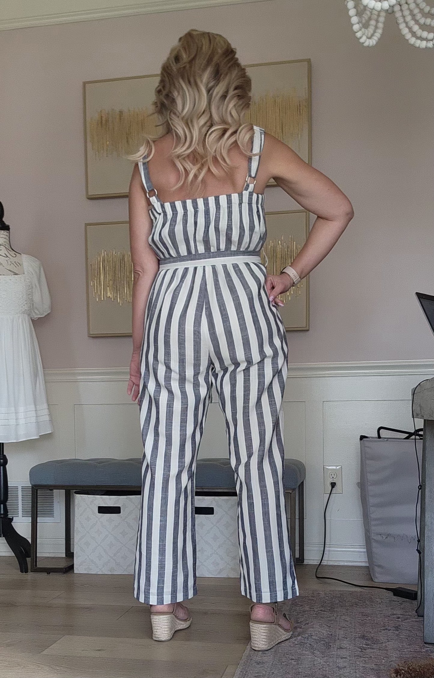 Navy Striped Jumpsuit