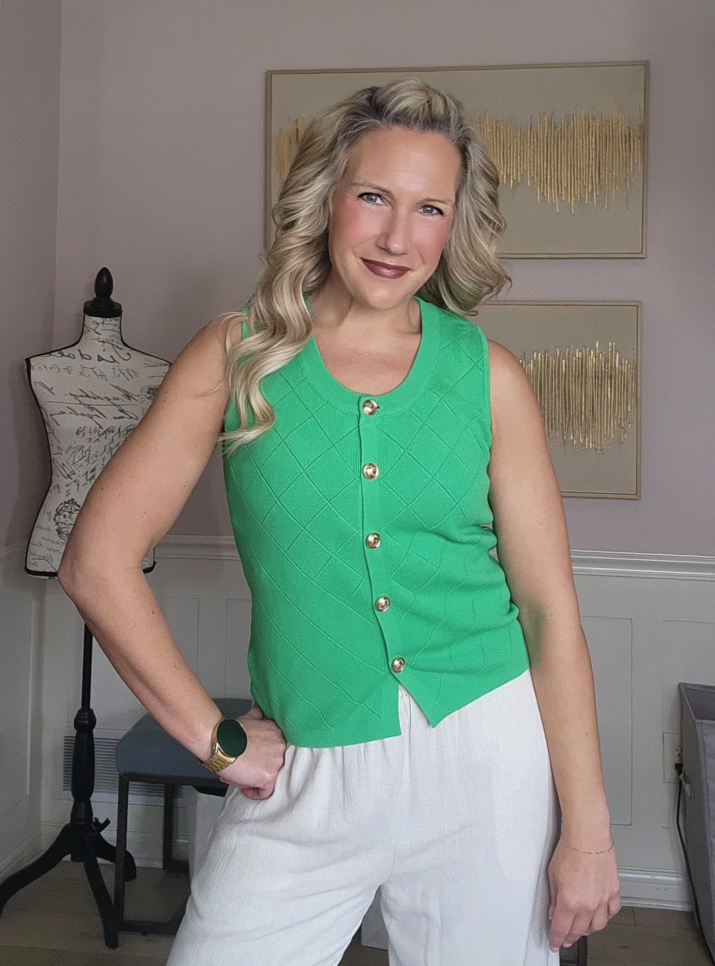 Green Vest with Gold Buttons