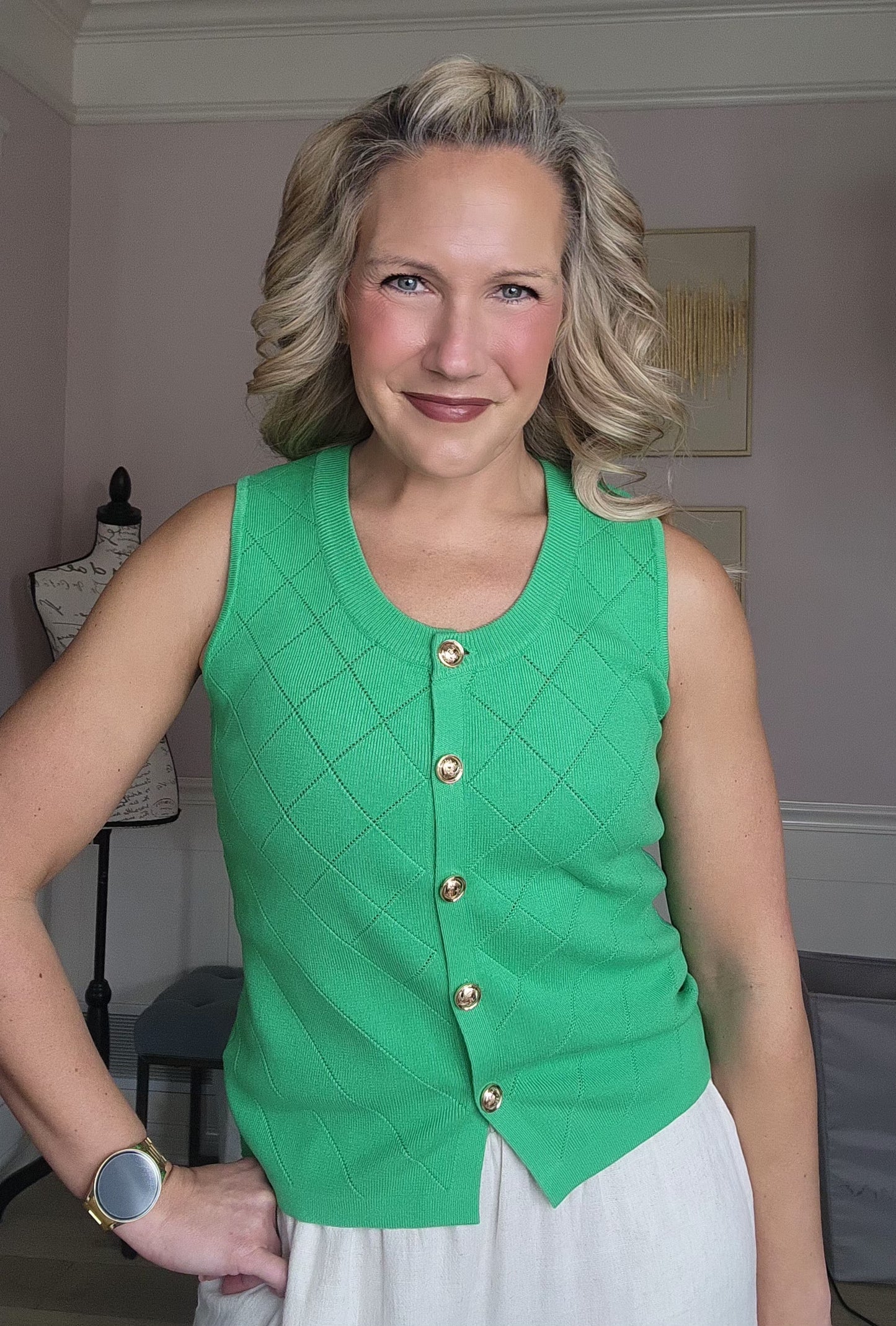 Green Vest with Gold Buttons