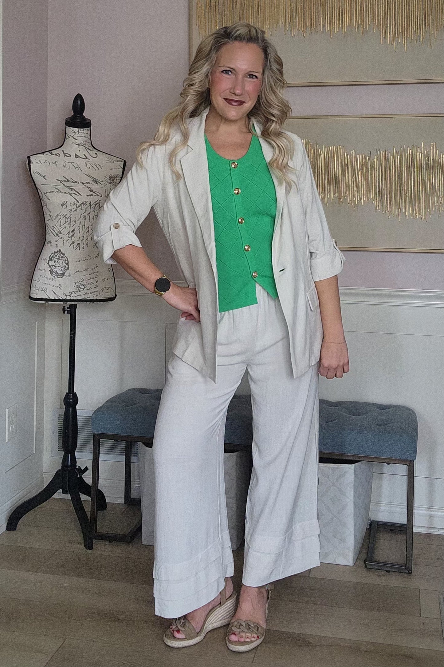 Light Tan Linen Flowy Pants