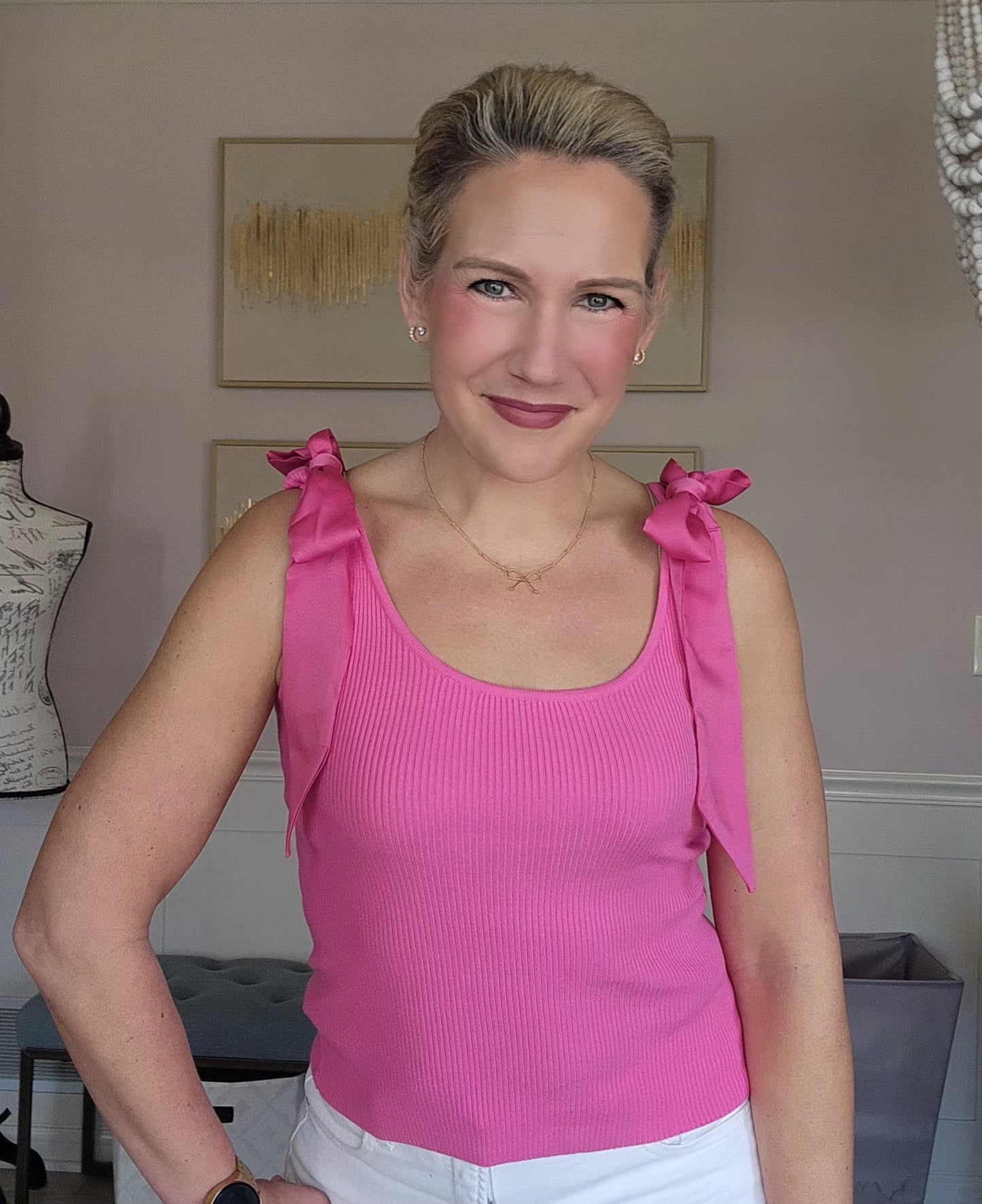 Hot Pink Shoulder Bow Top