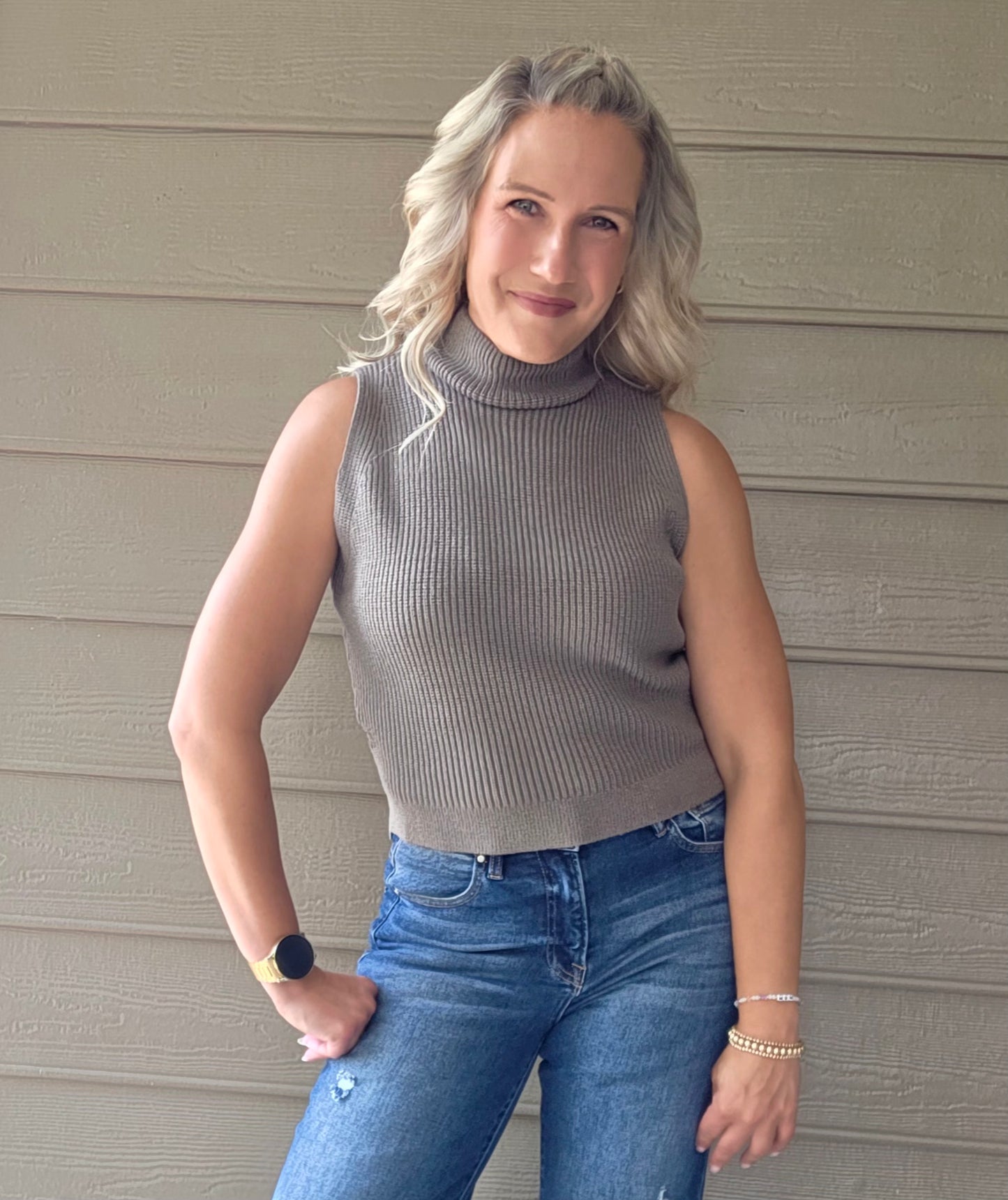 Olive Mock Neck Top