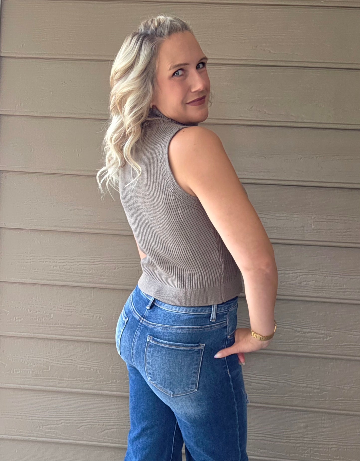 Olive Mock Neck Top