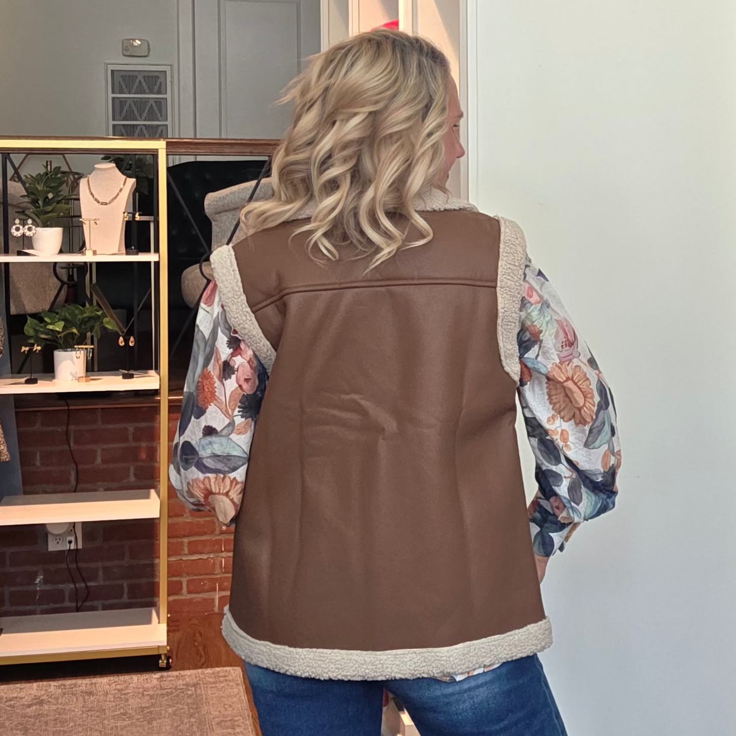 Faux Leather Shearling Vest