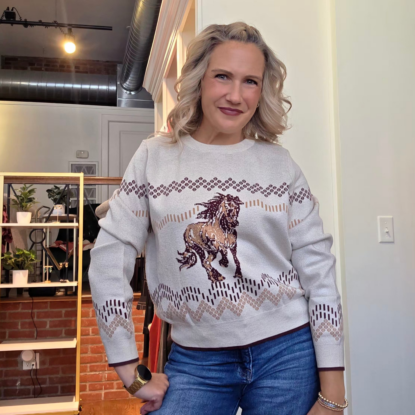 Ivory Horse Sweater