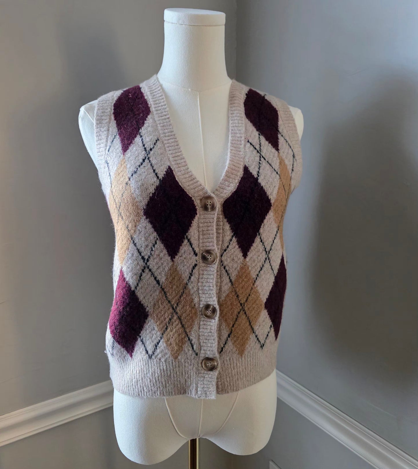 Argyle Oatmeal Vest