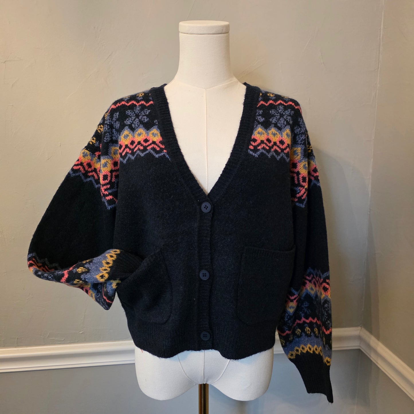 Navy Fairisle Cardigan