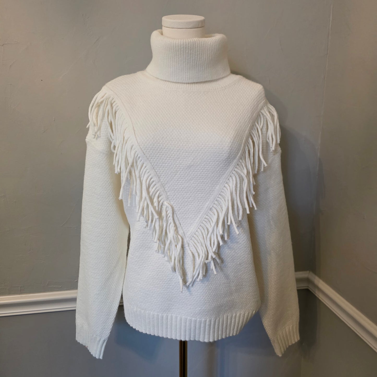 Off-White Fringe Turtle Neck Sweater