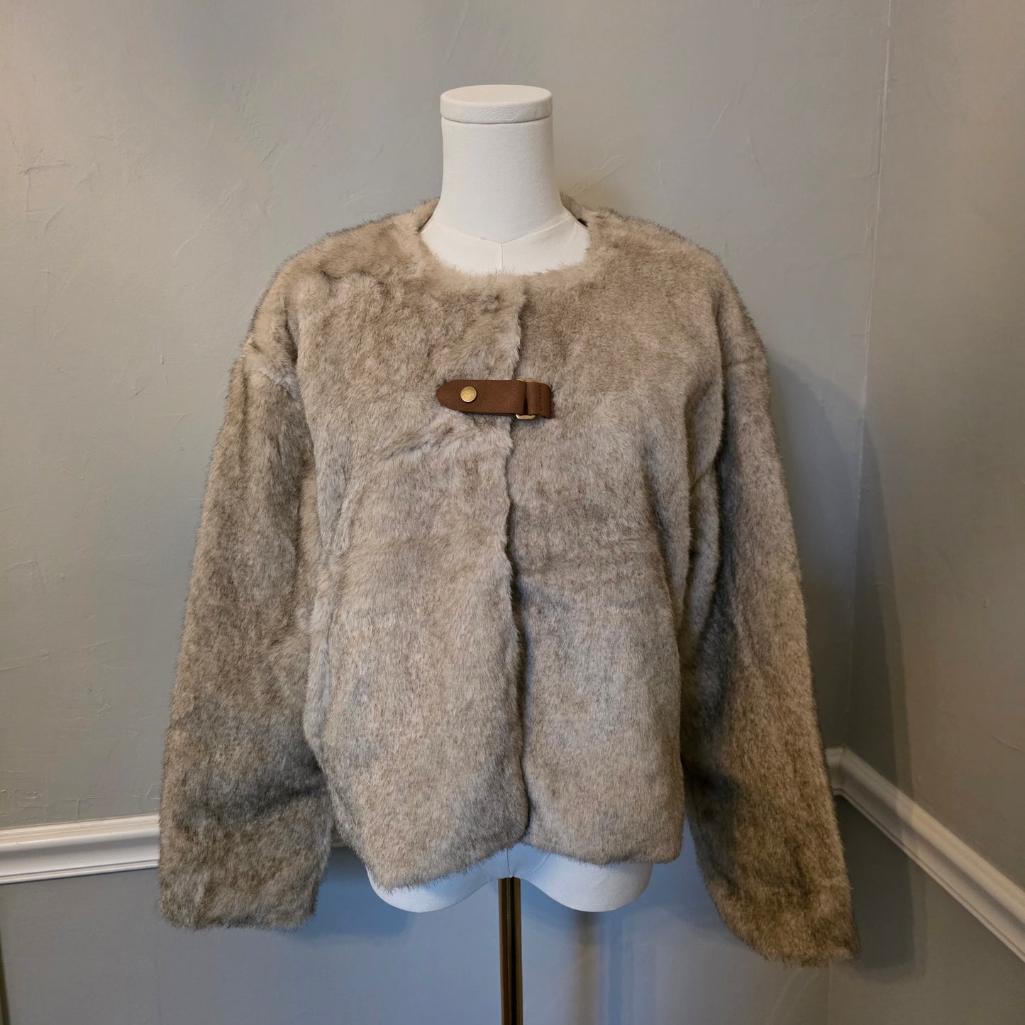 Faux Fur Round Neck Coat