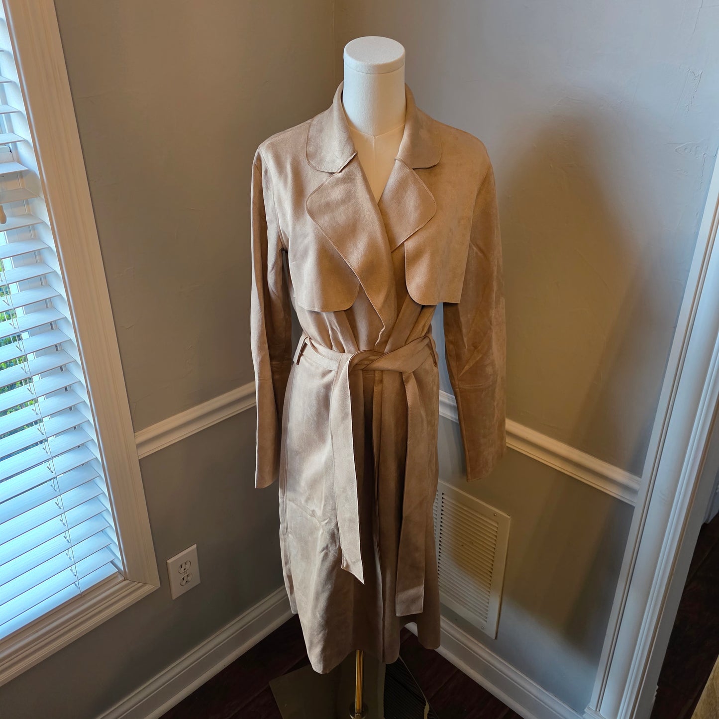 Tan Micro Suede Trench Coat
