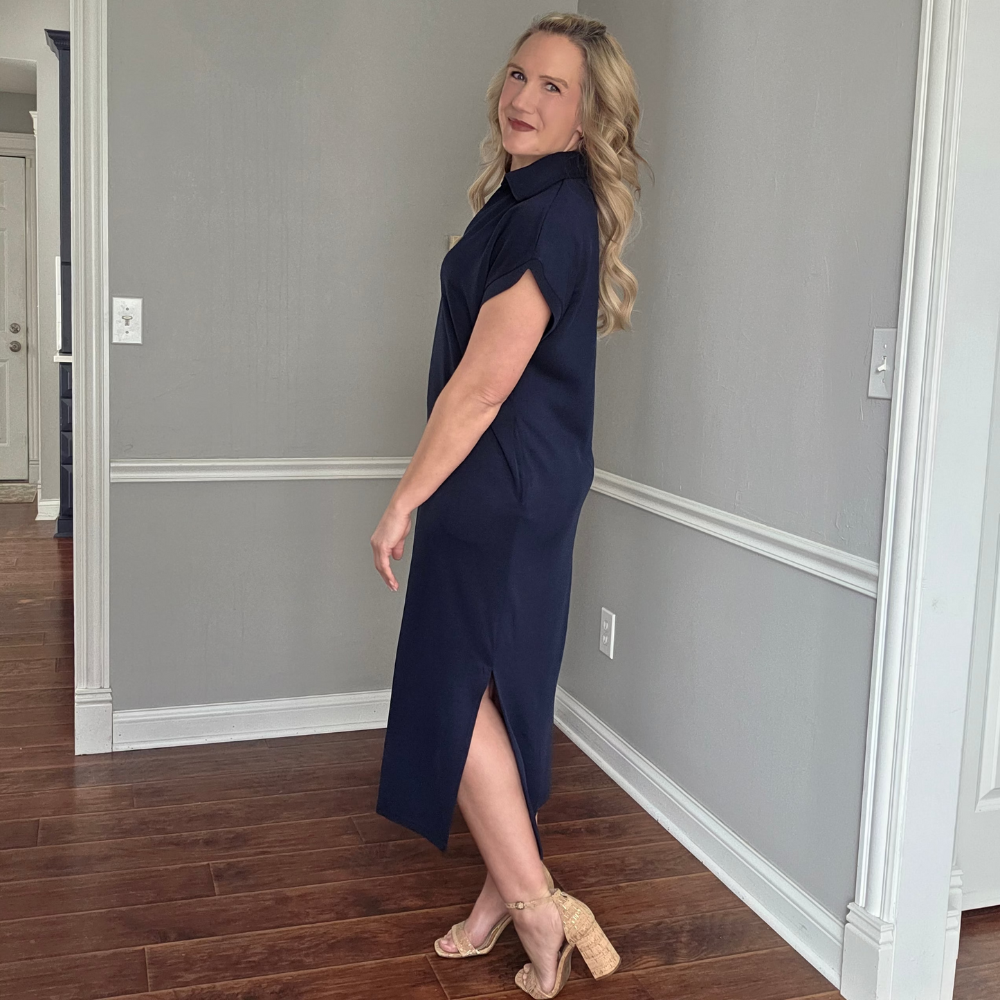 Navy Blue Midi Dress