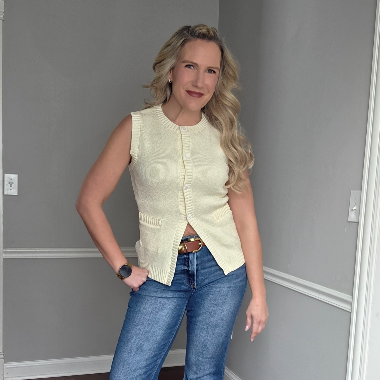 Soft Yellow Button Down Vest