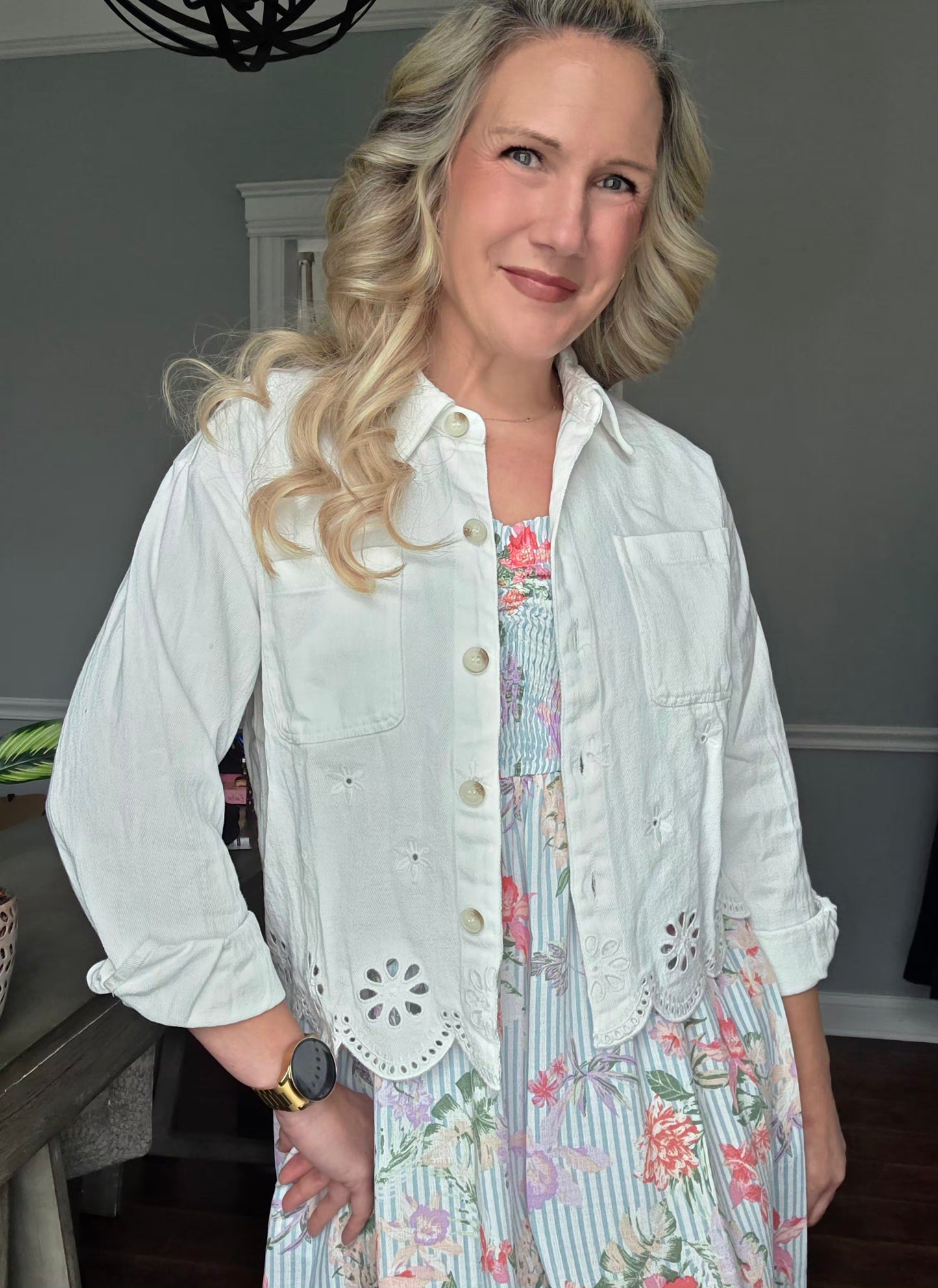 White Embroidered Lightweight Jacket
