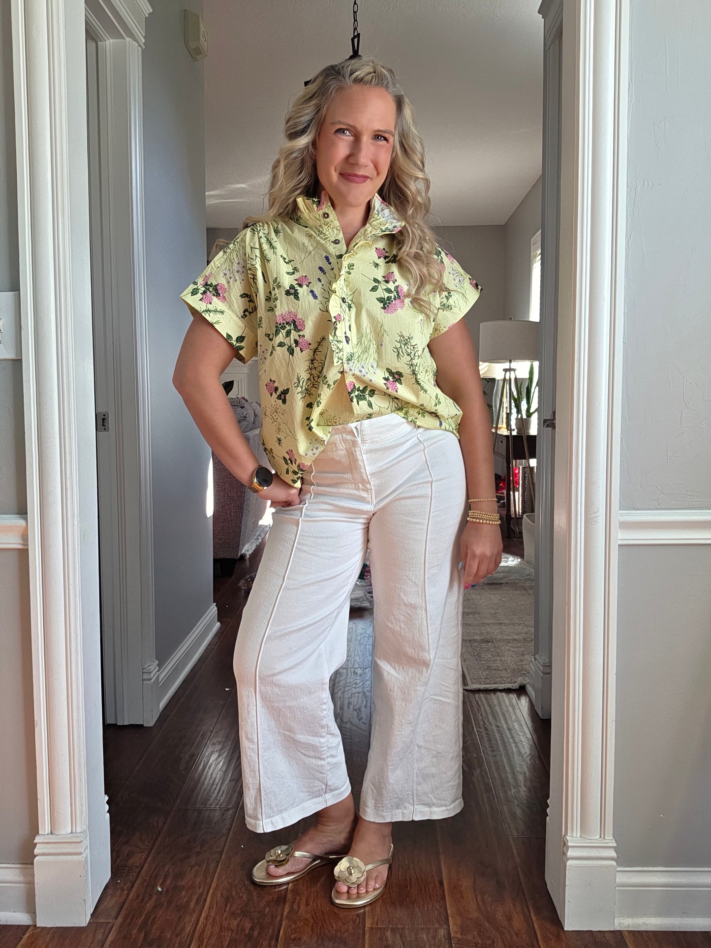 Yellow Floral Print Top