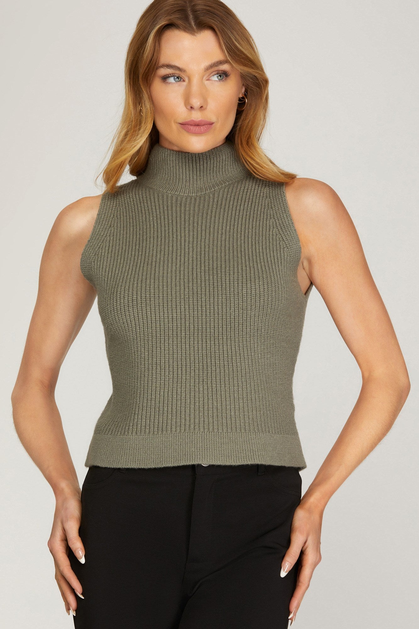 Olive Mock Neck Top