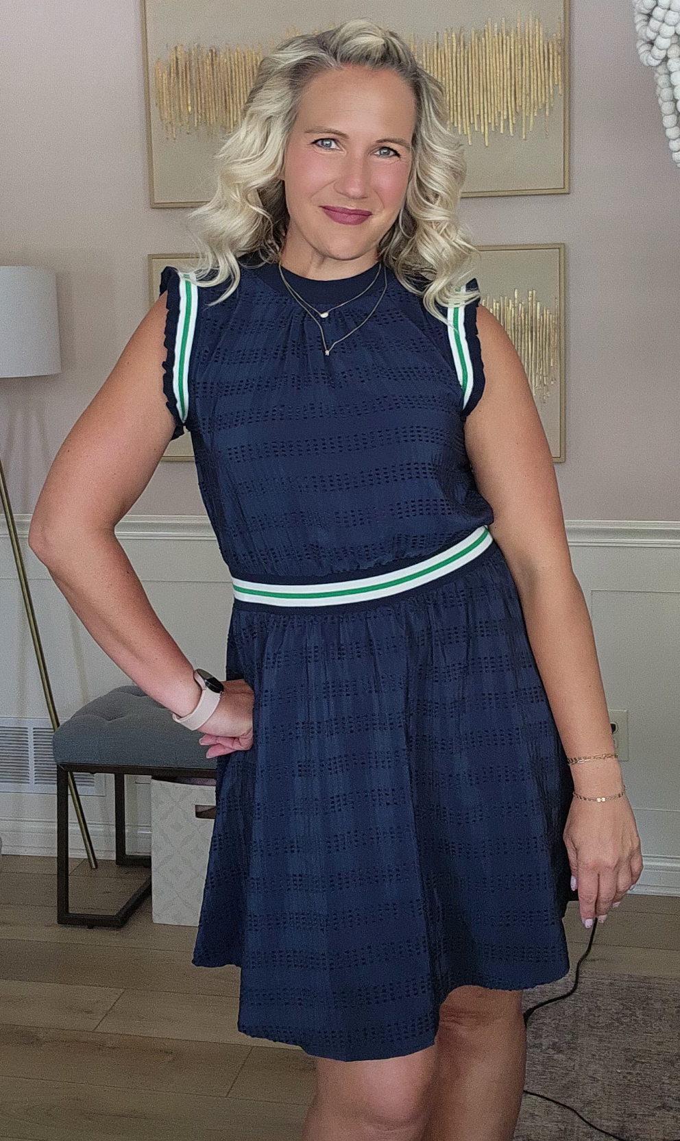 Navy Dress with Banded Details