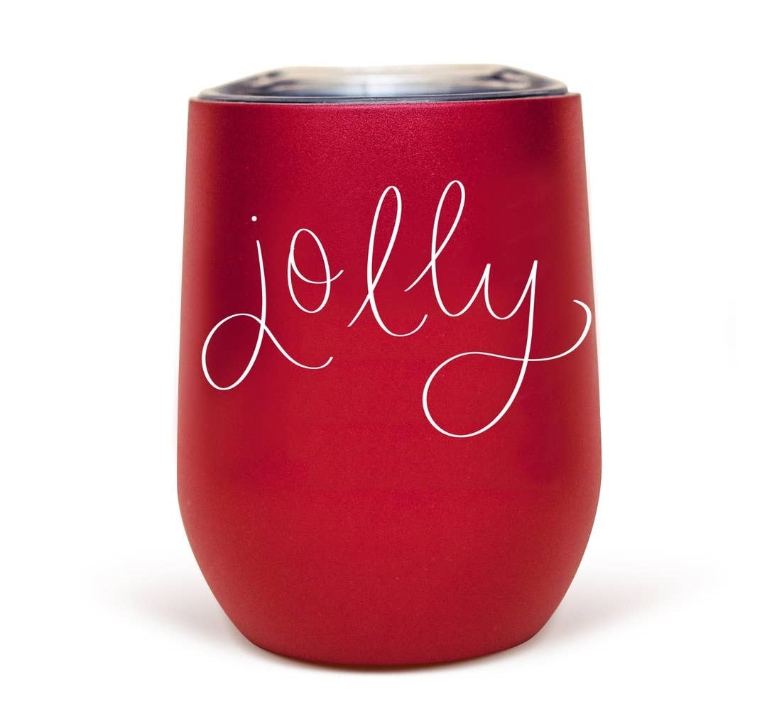 Red Metal Wine Tumbler w/Lid