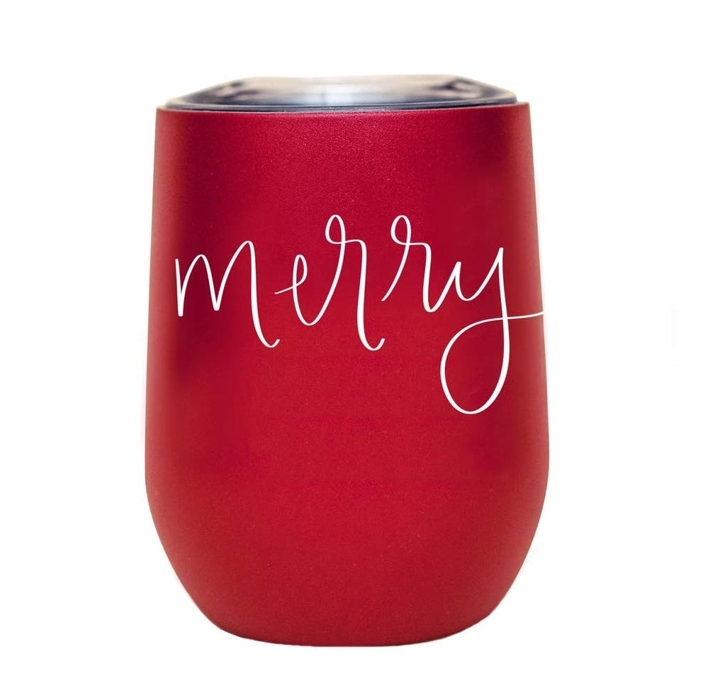 Red Metal Wine Tumbler w/Lid