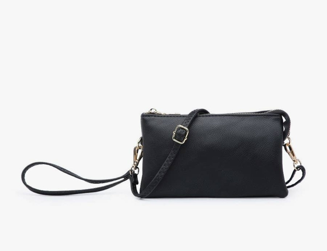 Riley 3-Compartment Crossbody/Wristlet in Black