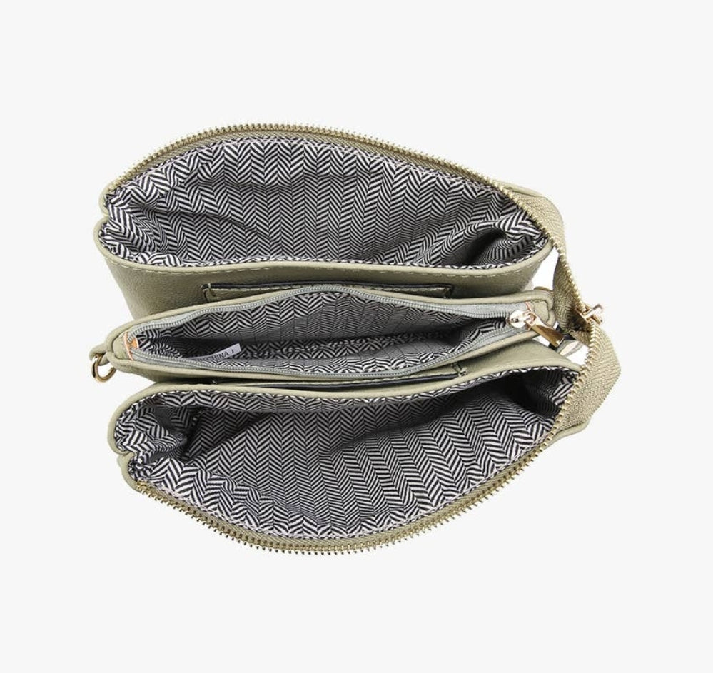 Riley 3-Compartment Crossbody/Wristlet in Brown