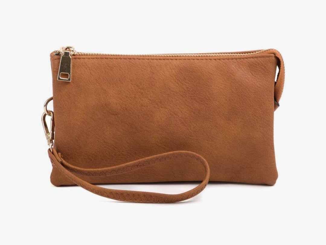 Riley 3-Compartment Crossbody/Wristlet in Brown