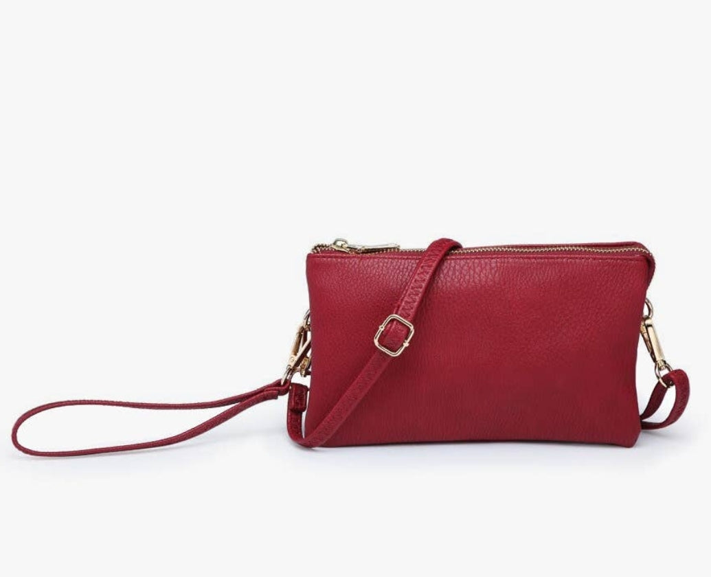 Riley 3-Compartment Crossbody/Wristlet in Wine