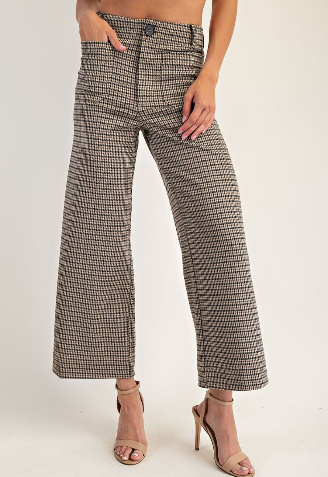 Brown & Hazel Houndstooth Ankle Pants