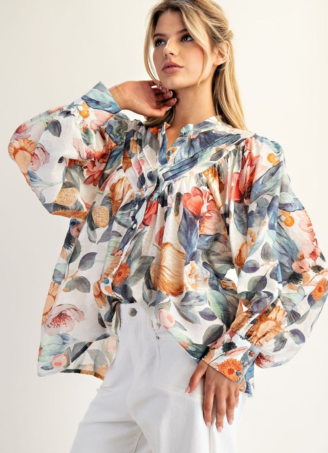 Blue Floral Printed Top