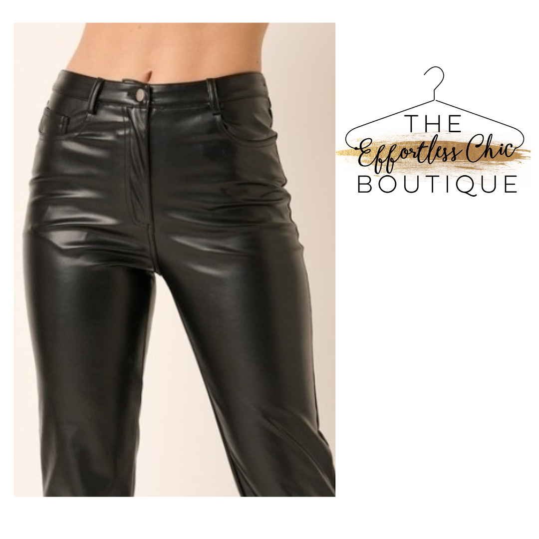 High Waist Vegan Leather Pants
